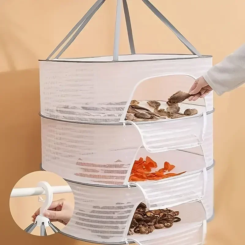 1pc Drying Rack 1-3 Layers Folding Fish Mesh, Non-Toxic Polyester Fiber Netting, Hanging Drying Fish Net, For Shrimp Fish Fruit 1