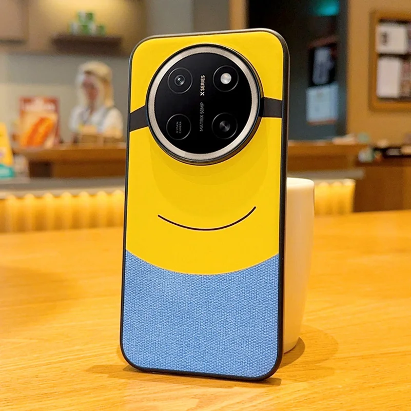 Big-Eyed Minion Cloth Phone Case with Camera Protection Cover