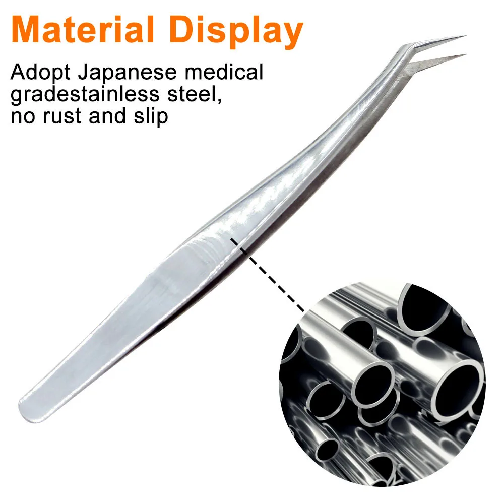 Eyelash extension tweezers stainless steel non-magnetic volume fake lashes supplies accurate eyelash tweezers