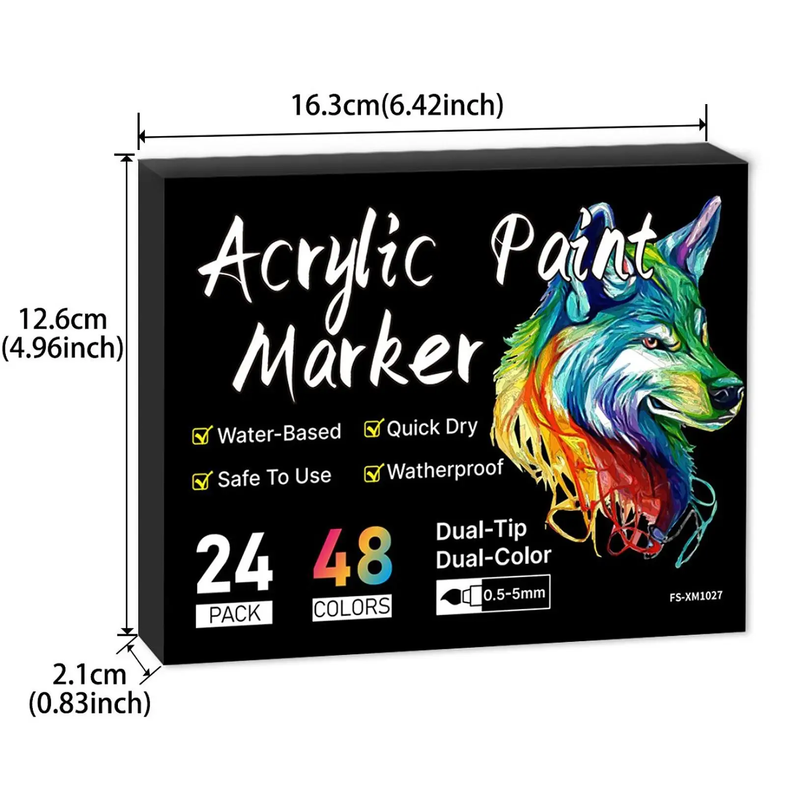 24x Acrylic Paint Markers Art Marker Pen 48 Colors Colored Acrylic Paint Pens for Rock Painting Mug Calligraphy Metal DIY Crafts