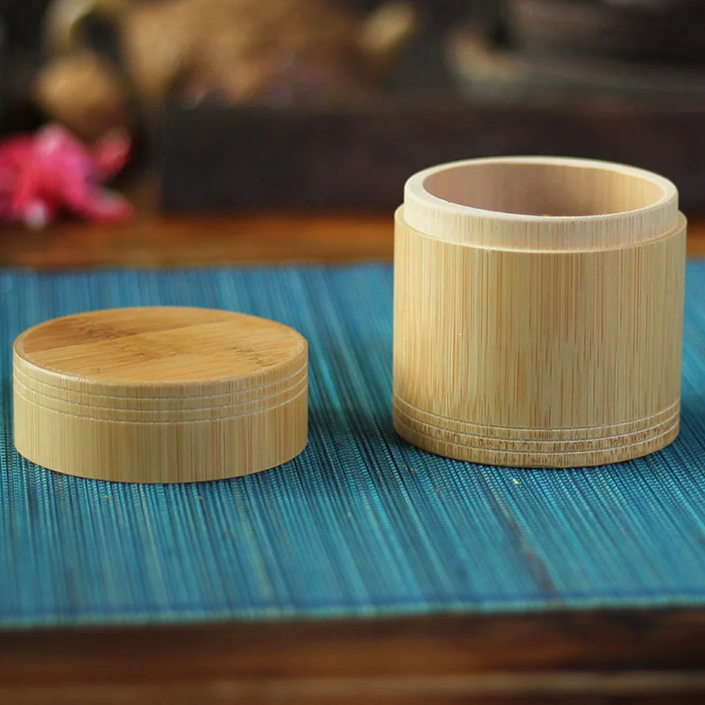 Tea Canister Handmade Tea Box Bamboo Storage Box Tea Canister Lid Seal Kitchen Storage Jars Accessories Spice Case Organizer