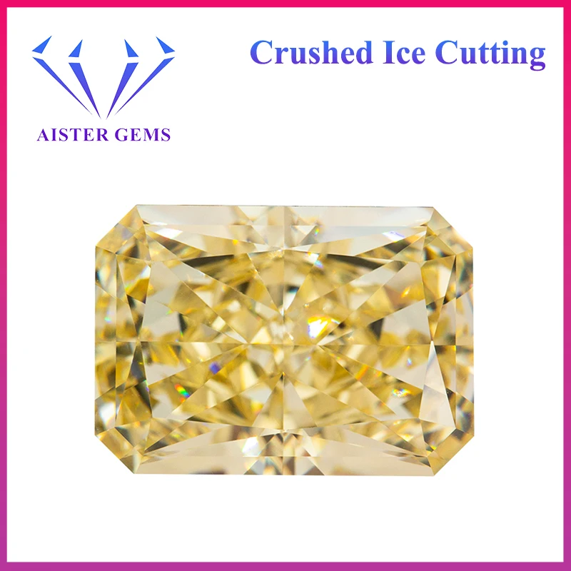 

New Crushed Ice Cut Cubic Zirconia Light Yellow Radiant Crushed Shape High Carbon Diamonds 4K Cutting 5A Quality CZ Gemstones