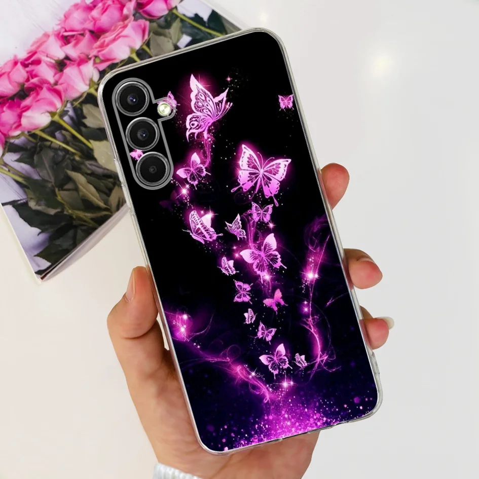 Marble Butterfly Soft Silicon Phone Case for Samsung Galaxy A24 4G