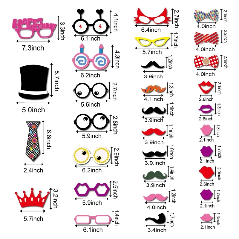 Happy Birthday Photo Props DIY Funny Mustache Lips Glasses Mask