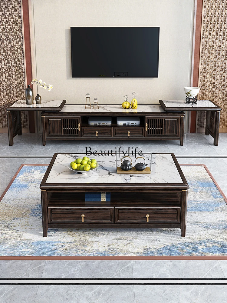 

Solid Wood Coffee Table TV Cabinet Combination Modern Simple Home Small Apartment Telescopic TV Stand