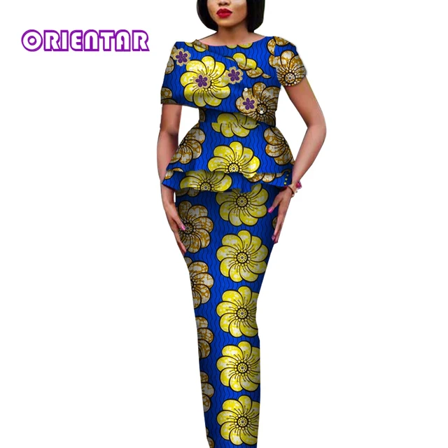 Newest African Fabric Wax Kente Print Long Sleeve Crop Top and Slim Skirts  African Women Two Pieces Set - China African Clothing and Women Clothing  price