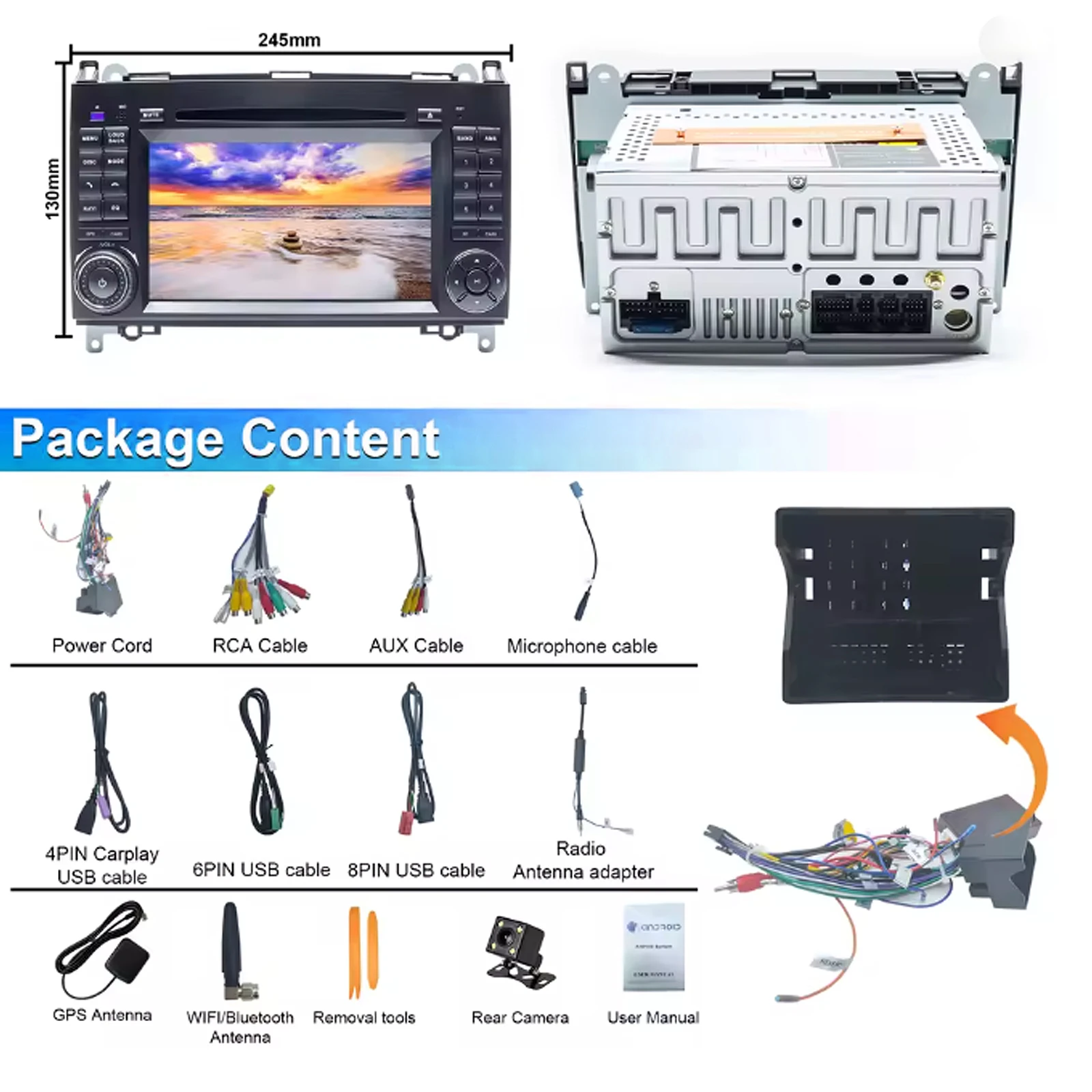 Android Car Radio for Benz W169 W245 B16 B170 B180 B200 W639 Vito Viano W906 Mul
