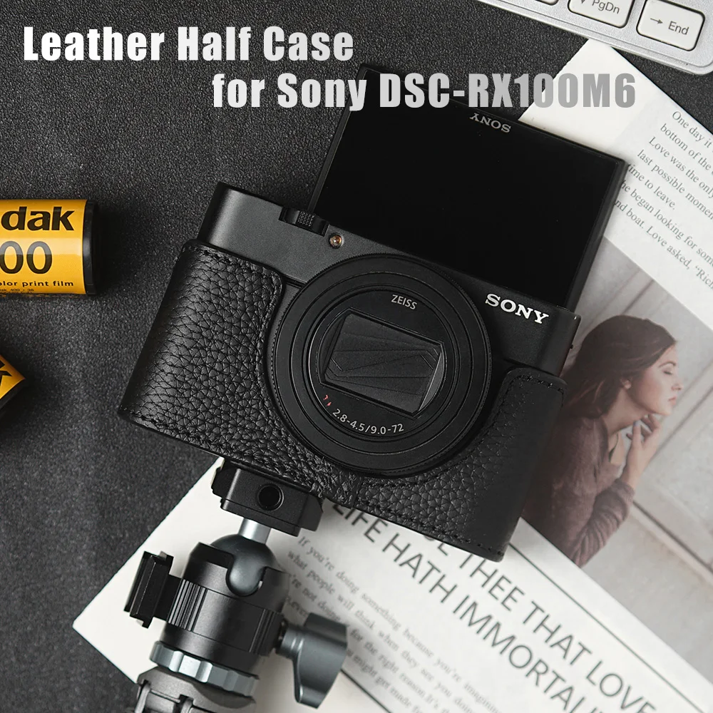 DSC-RX100M6 가죽 하프 카메라 케이스, 카메라 가방 커버, 사진 숄더 스트랩
