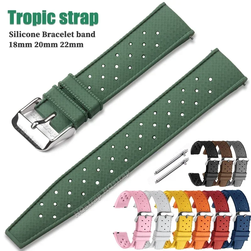 Tropical Silicone Quick Release Watch Band – Universal Wristband with Rubber Bracelet