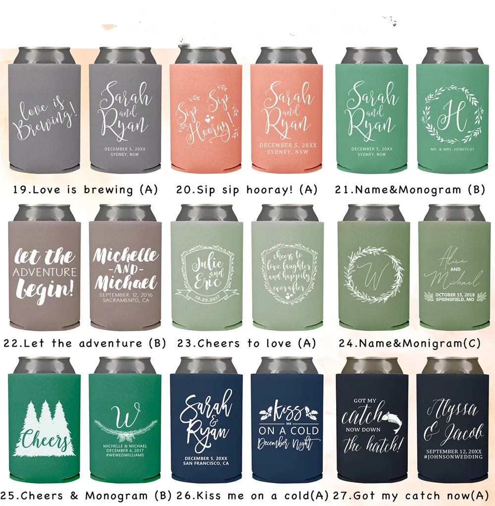 Personalized Can Coolers Custom Stubby Holder Monogrammed 