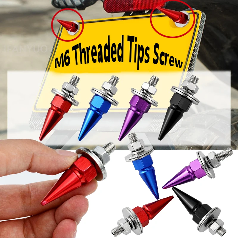 M6 Threaded Tips Screw 1-4pcs Car Modified Fasteners Fender Washer Bumper Engine Screws License Plate Aluminium Alloy Bolts