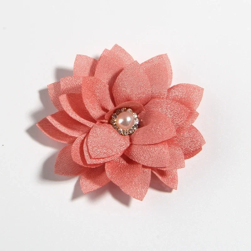 12 Stück 2-Zoll Chiffon-Blumen Haarspangen mit Strass Feine Kleine Haarklammern für Mädchen Party Schulanfang Haaraccessoires – Detail 6
