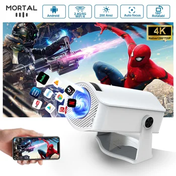 Mortal HM400pro Projector Android 11 Dual 5Gwifi 200ANSI Allwinner H713 BT5 1280*720P Home Cinema Outdoor 180° Projetor VS HY300