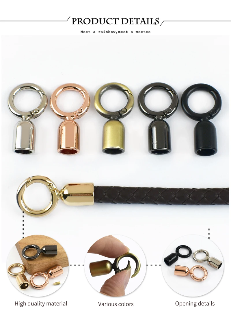 4/10/20Pcs 8mm Metal Bags Strap Buckle O Ring Spring Snap Hook for Keychain Hanging Bell Handbag End Stopper Bag Accessories