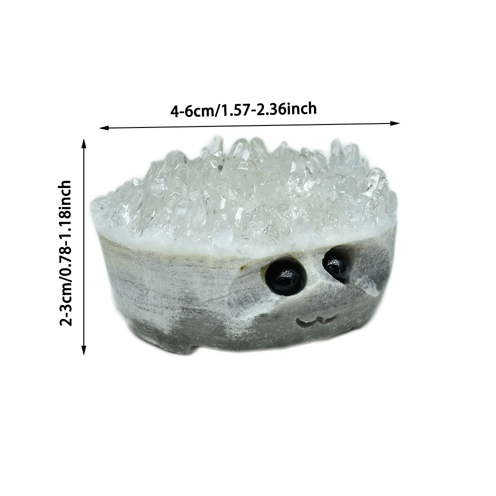 1pc Natural Crystal Clear Quartz Cute Hedgehog Shaped Cluster Original Stone Mineral Specimen Piece