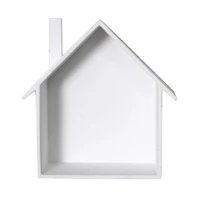 Creative Wooden Hut Shape Wall Shelf Wood Hanging Shelf Shelves Small Fabric Organizer for Home Decoration, Many 1