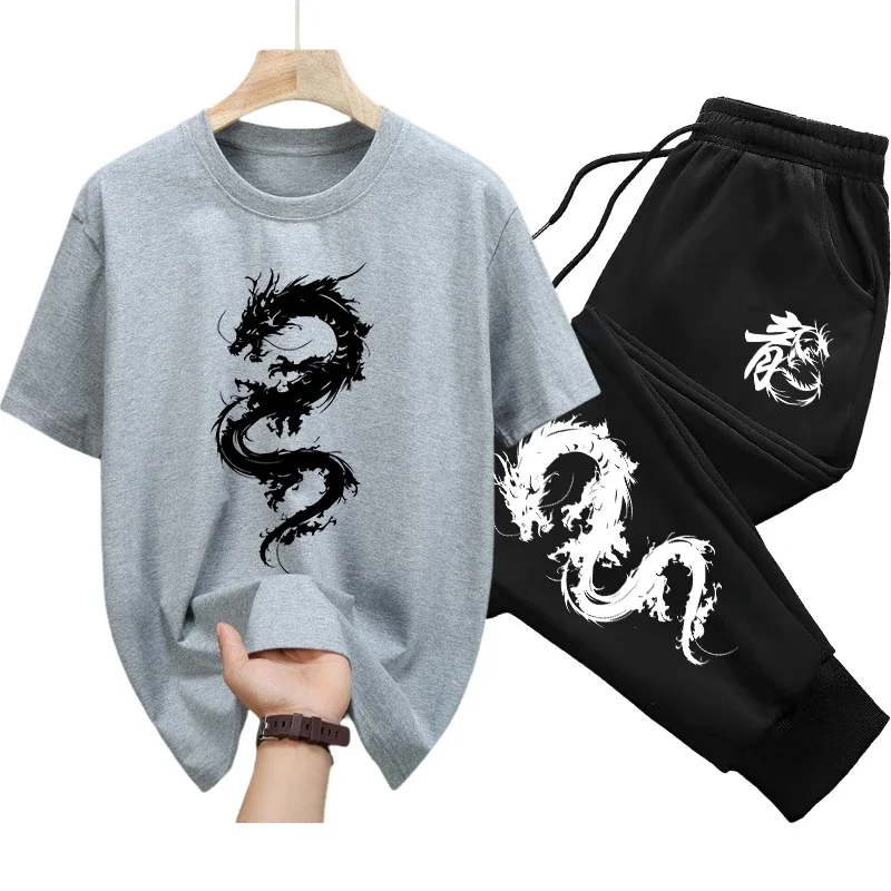 Mens Pure Cotton Tshirt and Trousers Set