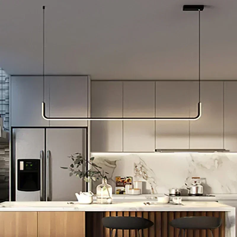 Modern LED Strip Chandelier Light Restaurant Kitchen Decor Ceiling Gold Hanging Pendants Living Room Lighting led chandelier,ceiling chandelier