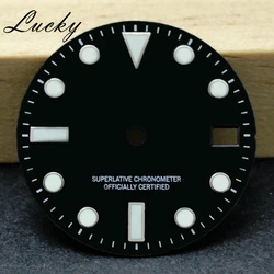Sunburst Single Calendar Luminous Watch Dial Replacement - 28.5mm (Top 3.Black)
