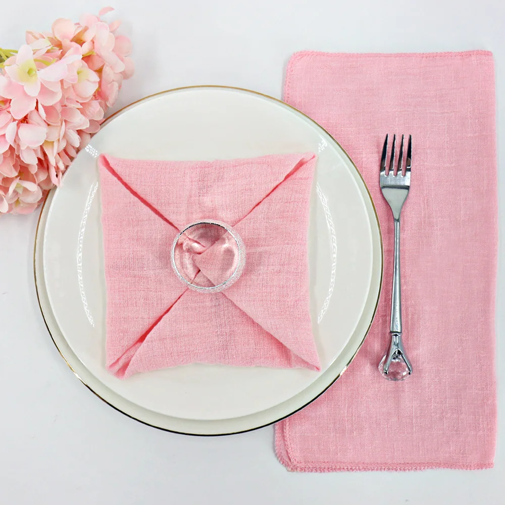 Cotton Cloth Napkins Gauze Pink Reusable Wedding Decor Dinner Tea Towel Table Christmas Napkins 30x30cm 10pcs