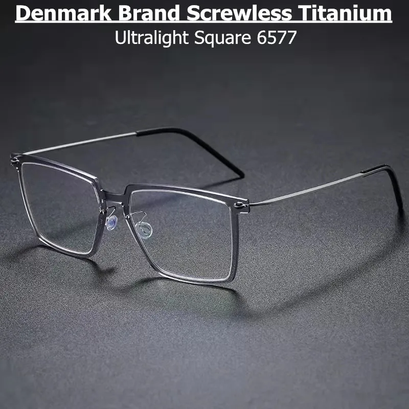 

Denmark Brand Titanium Acetate Glasses Frame Women Ultralight Screwless Myopia Eyewear 6577 Men Square Prescription Eyeglasses