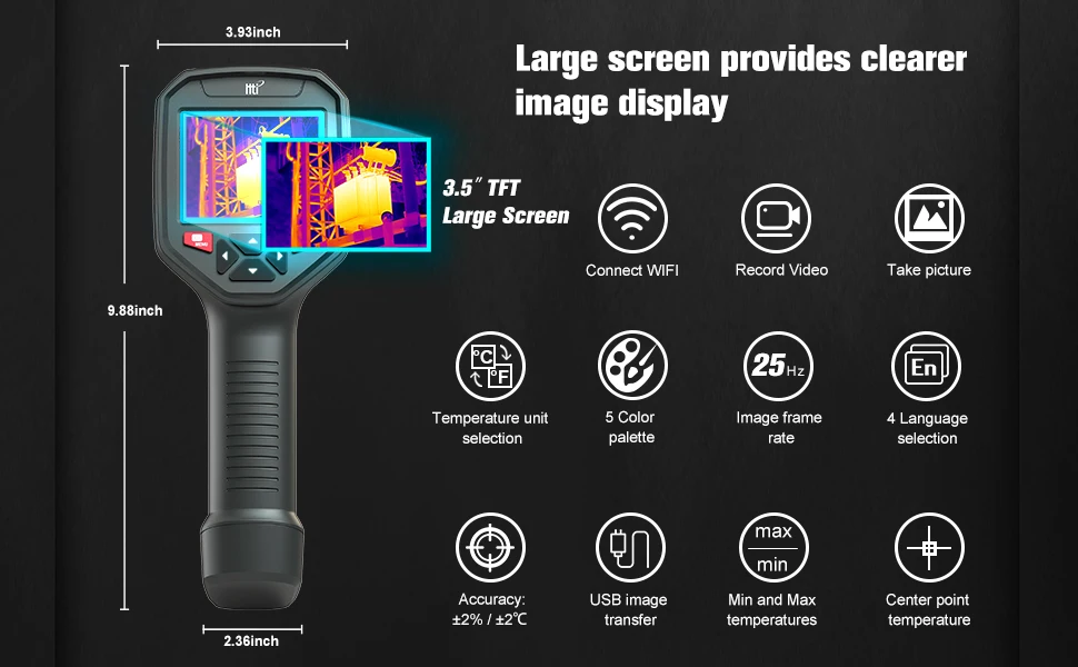 HT-A10 Thermal Imaging Camera 256X192 Pixel 3.5" LCD Screen Thermal Camera WiFi