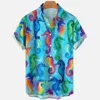2024 Summer Men's Shirts Sea Animals Seahorse Fish 3d Loose Hawaiian Casual Short Sleeve Tops 4
