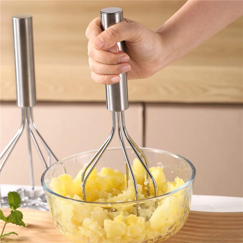 Potato Masher Potatoes Crusher Stainless Steel Pressed Potato Masher Ricer Puree Juice Maker Potato Pusher Smooth Mashed Fruit Tools Kitchen
