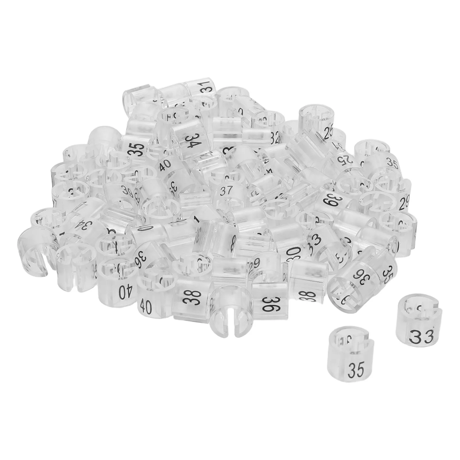 170Pcs 의류 랙용 플라스틱 사이즈 라벨 투명 옷걸이 번호 태그 24-40 의류 사이즈 마커 옷걸이 태그