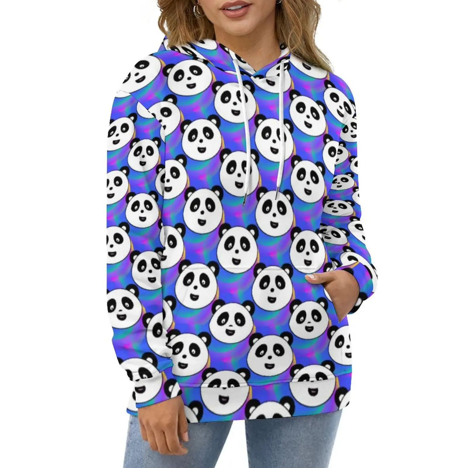 

Panda Party Hoodies Long Sleeve Animal Print Pretty Casual Pullover Hoodie Winter Classic Oversize Loose Hooded Sweatshirts