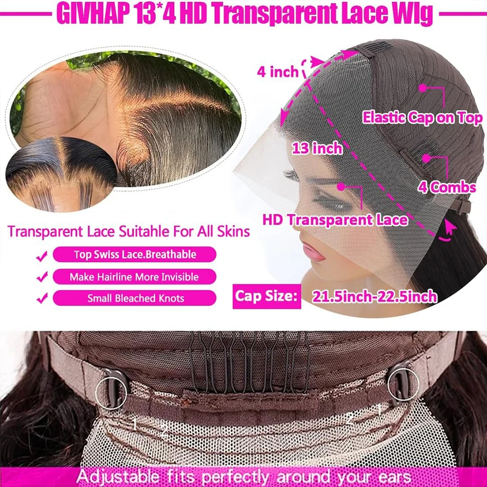 Body Wave Human Hair Wigs Lace Front Pre Plucked With Baby Hair Brazilian 13x4 Virgin Human Lace Frontal Wig For Women
