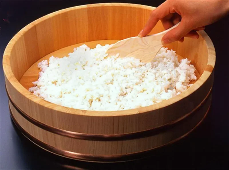 Wooden Food Bucket Korean cuisine Sushi red copper side basin wooden plate copper side mixing barrel cooking sashimi rice wooden barrel