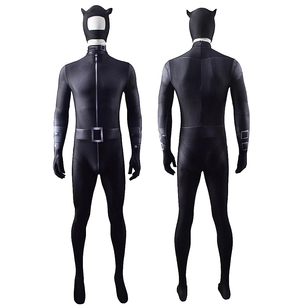 Bat and Cat-Themed Spandex Bodysuit Cosplay Costume for Adults and Kids