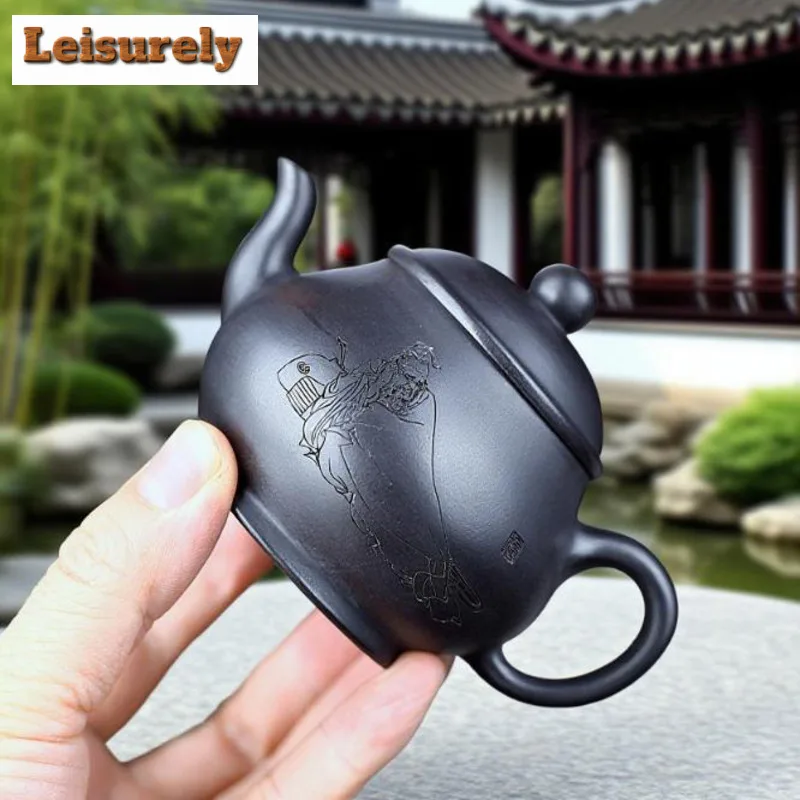 160ml Creative Yixing Purple Clay Teapots Handmade Pyriform Pot Raw Ore Stone Yellow Mud Kettle With Strainer Zisha Tea Set Gift