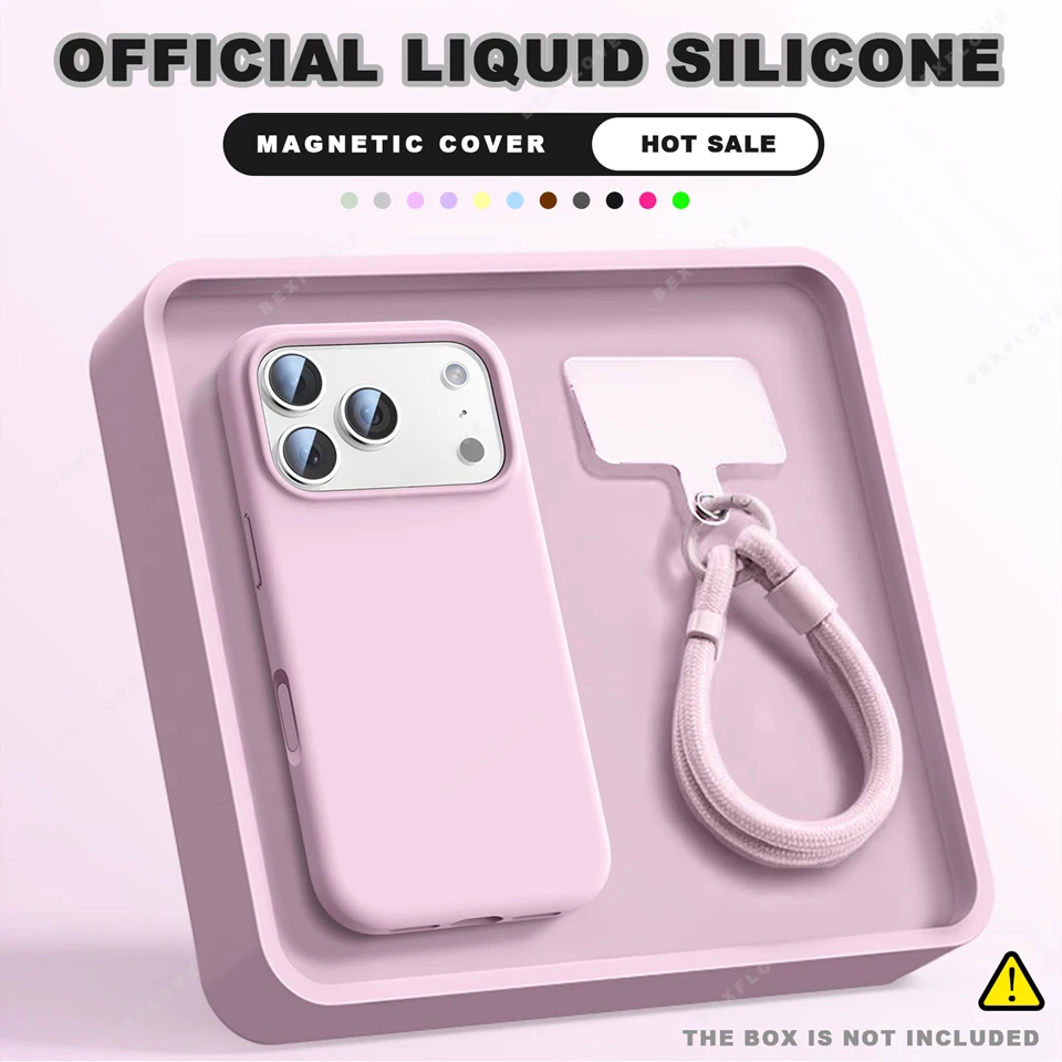 Magnetic Wrist Strap Phone Case with Liquid Silicone Lanyard and Magsafe Compatibility