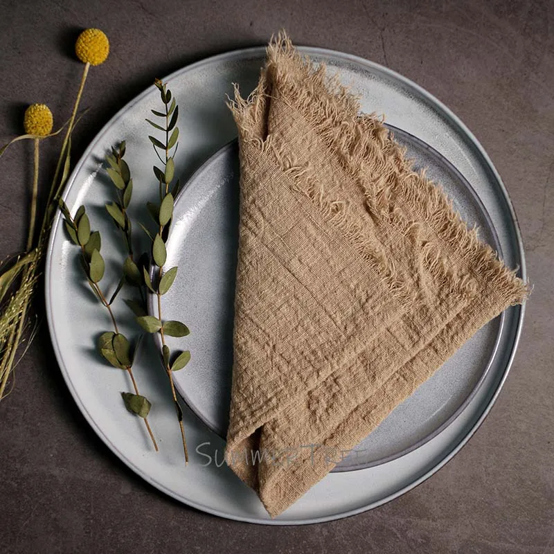 Rustic Cotton Gauze Napkins - Vintage-Style Tea Towels for Elegant Table Decoration