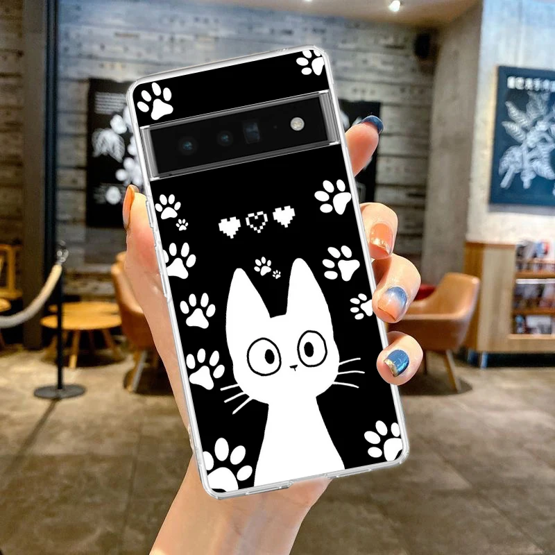 Adorable Cartoon Black Cat Soft Silicone Clear Phone Case