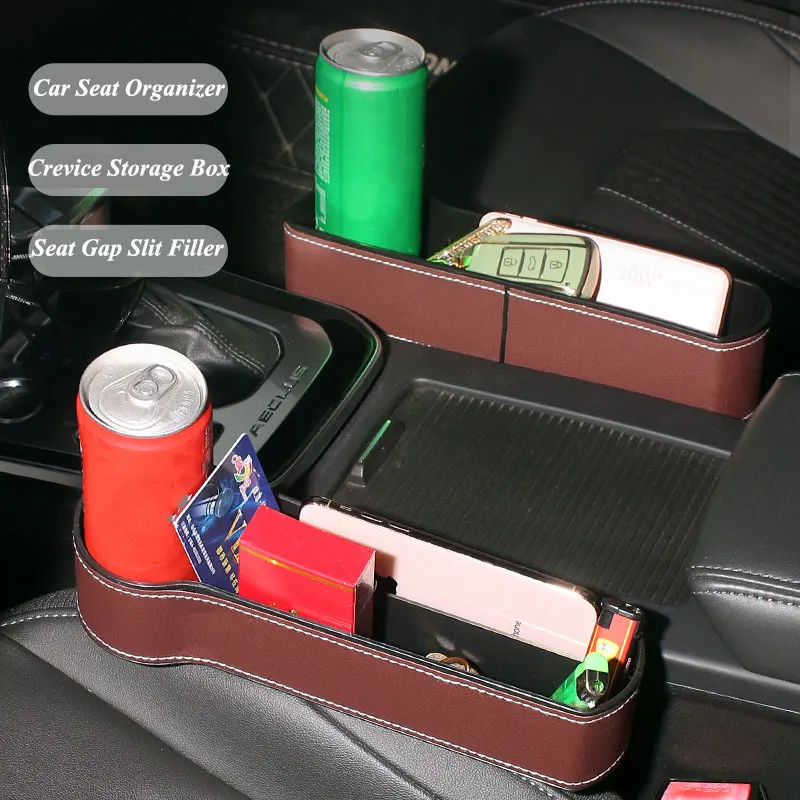 

PU Leather Car Seat Crevice Storage Box Universal Seat Gap Slit Filler Car Seat Organizer Card Phone Key Holder Auto Accessories