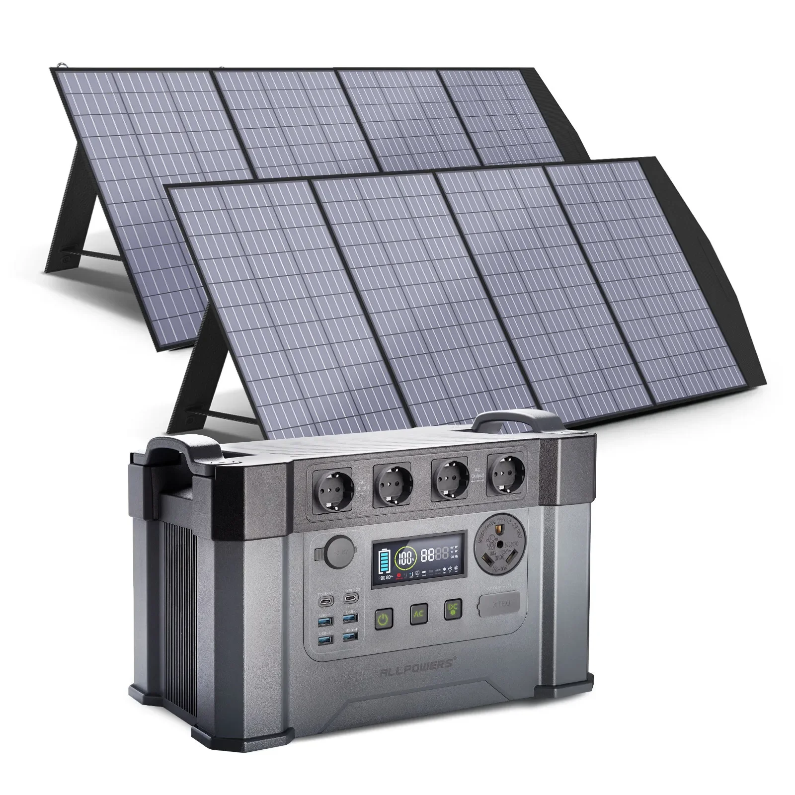 Alimentatore Portatile Per Accumulo Di Energia 1500Wh 2400W Powerstation Di Backup Di Emergenza Con Pannello Solare Da 140W / 200W 400W