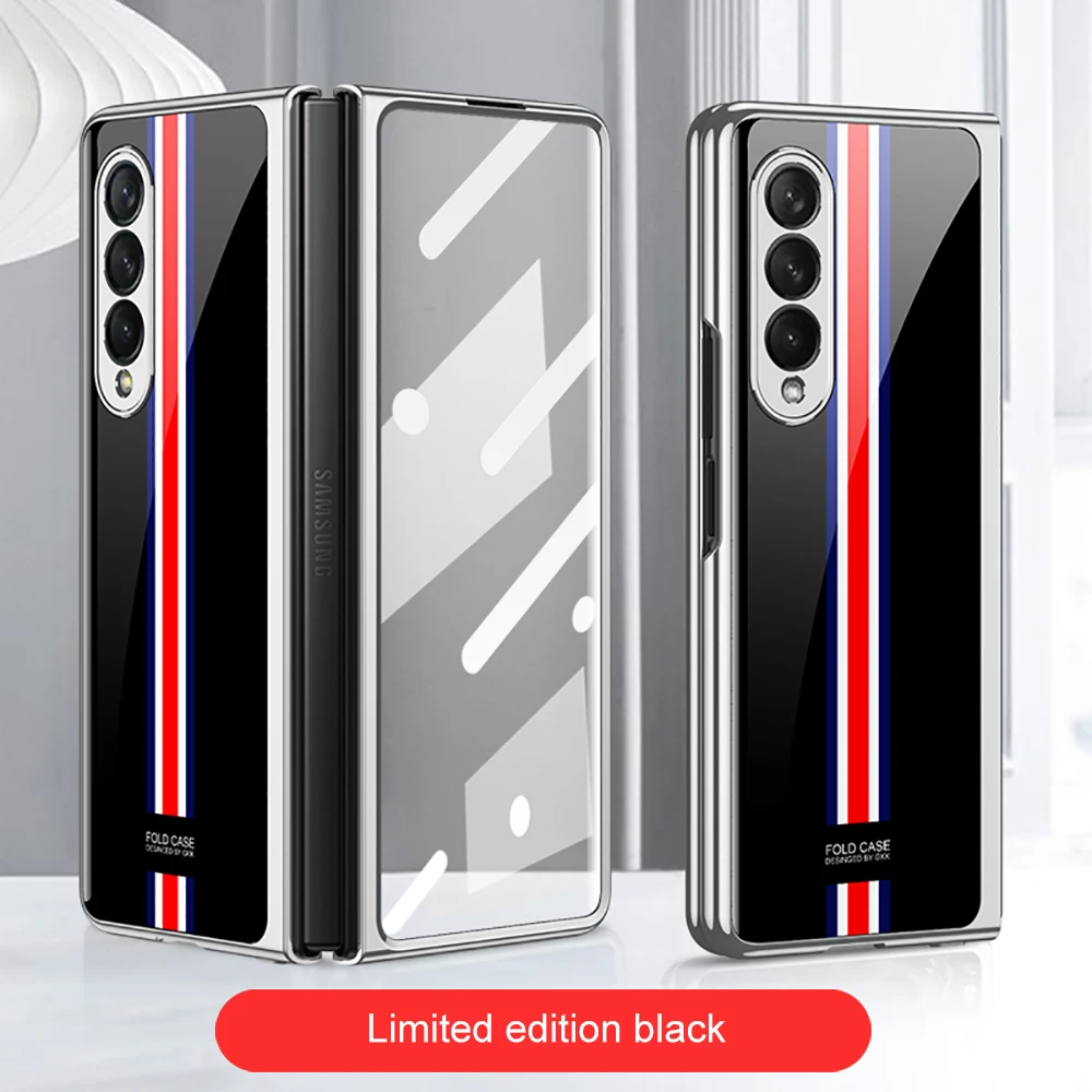 samsung silicone Sang Trọng Kính Cường Lực Dành Cho Samsung Galaxy Z Gấp 3 Ốp Lưng 5G Mạ Nhựa Khung Kính Cứng Dành Cho galaxy Z Fold3 kawaii phone case samsung