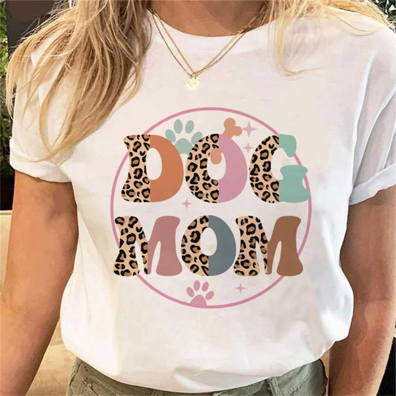 Women's T-shirt Short Sleeve T-shirts Printing Casual Mama Letter Leopard display picture 3