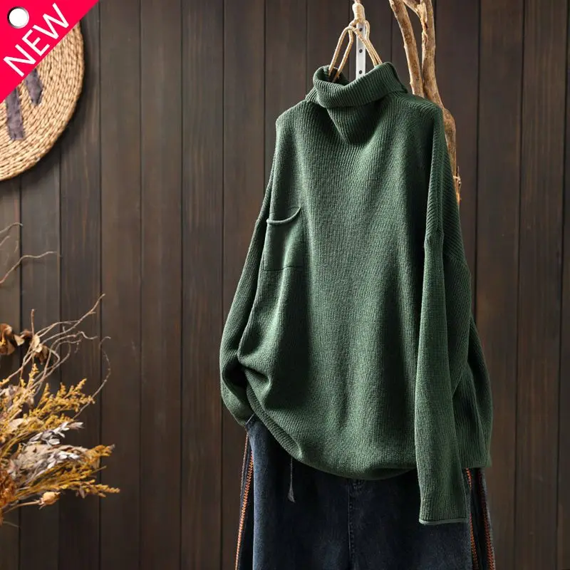 2023 Autumn and Winter New Simplicity Versatile Fashion Women's Top Splice Pockets Pile Collar Long Sleeve Solid Color Pullover