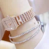 3pcs/set Ladies Watch Luxury Women Watch Crystal Rhinestone Watches Quartz Stainless Steel Strap Wristwatch Square Dial Wrist 2