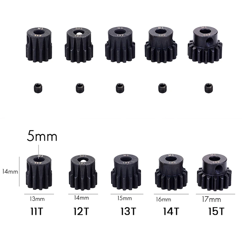 M1 5Mm Black Steel Metal Pinion Motor Gear For 1/10 Rc Model Car Moto-A37R
