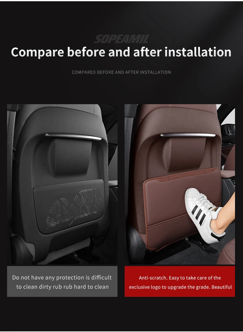 Auto Sitz Zurück Lagerung Tasche Hinten Rückenlehne Schutz Anti-kick Pad Für MG ZS HS ES5 MG4 EV Elektrische S5 EV MG3 MG5 MG6 MG7 EIN EZS – Detail 6