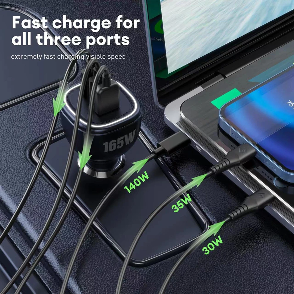 Quick Charge Macbook Pro Usb C Car Charger Ubigbuy 165W Car