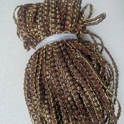 Elegant Gold & Silver Shiny Edge S - Shape Lace Trim - 23M x 5mm - L (Coffee Gold)