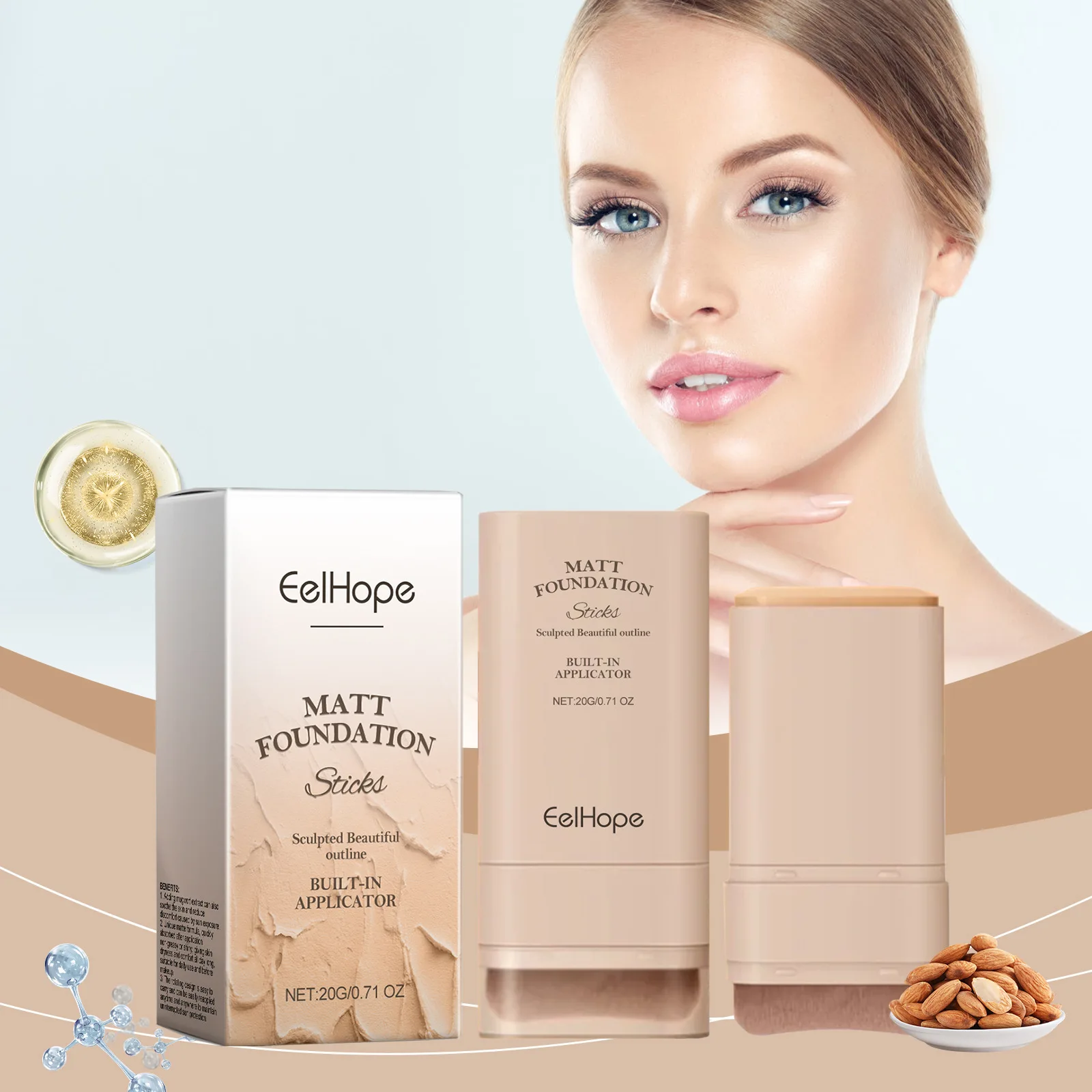 Eelhope Concealer Foundation Cream Long-Lasting Makeup Full Coverage Lightweight Waterproof Foundation Face Concealer Cosmetics 3