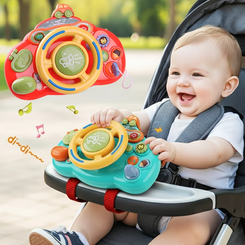 Baby Stroller Toy Simulate Driving Car Steering Wheel Early Educational Toys with Honking Sound for Toddler To Calm Fussy Rid - 2