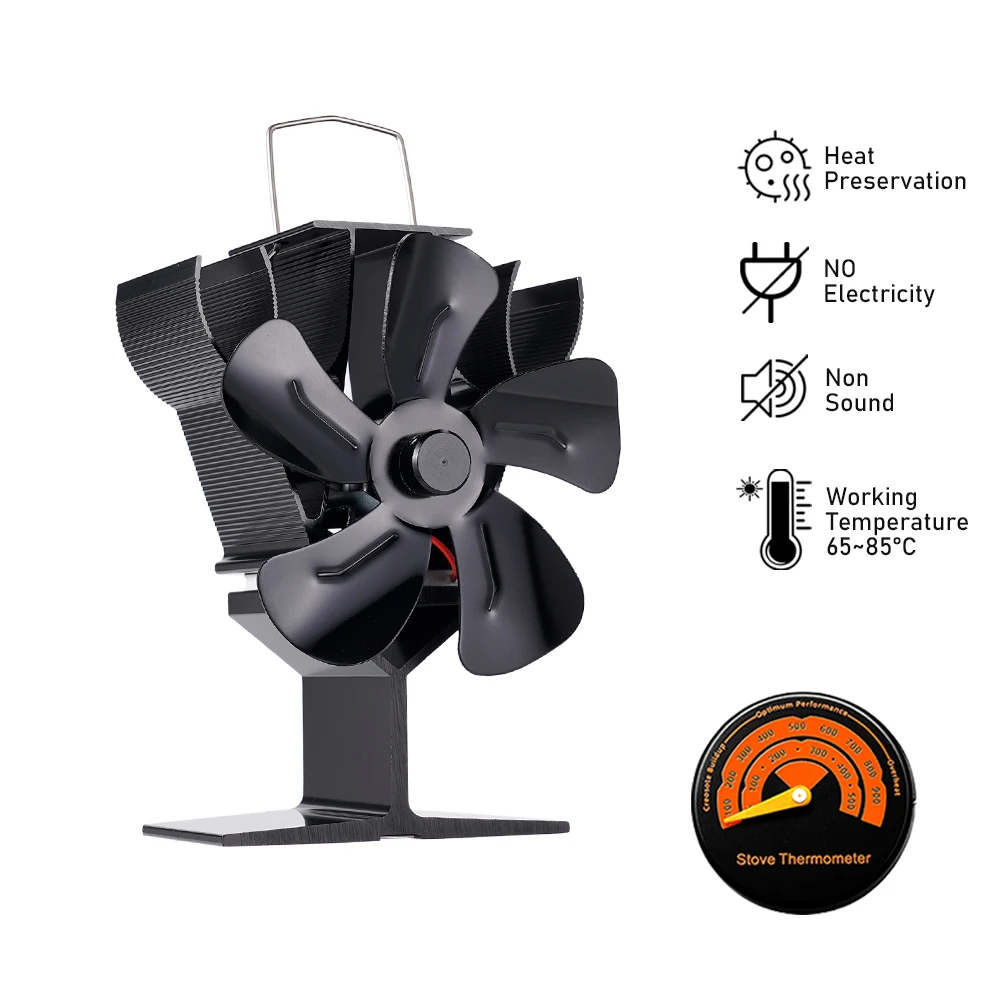 5 Blades Stove Fan Heat Powered Fireplace Fan Log Wood Burner Quiet Eco-fan Winter Home Heater Warm Efficient Heat Distribution fireplace fan heat powered log wood burner stove silent heat circulation fan